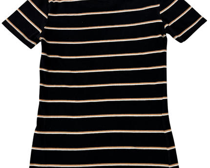 H&M Basics Black, Caramel & White Striped T-Shirt