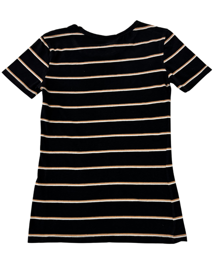 H&M Basics Black, Caramel & White Striped T-Shirt