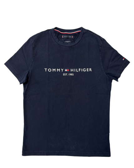 Tommy Hilfiger Navy Blue EST. 1985 Organic Cotton Logo T-Shirt - S