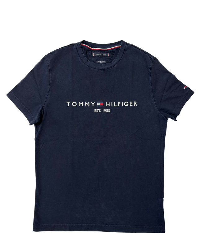 Tommy Hilfiger Navy Blue EST. 1985 Organic Cotton Logo T-Shirt - S
