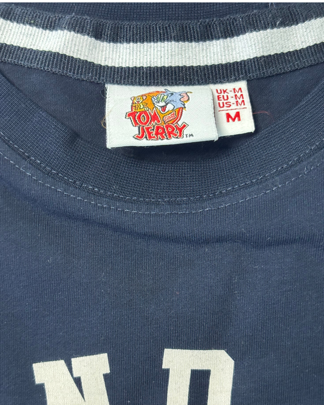 Tom & Jerry Classic Cartoon Navy Blue Graphic T-Shirt - M