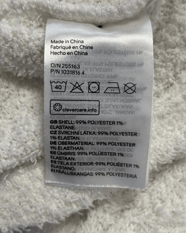 H&M White Textured Knit Wrap Front Long Sleeve Crop Top