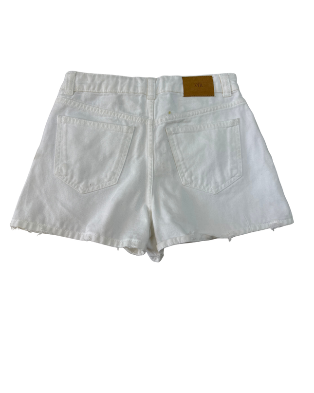 Zara White Distressed Denim Mini Skirt - S