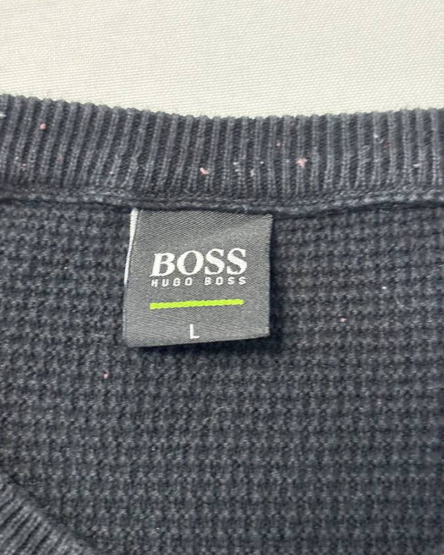 BOSS Black Waffle Knit Crewneck Sweater