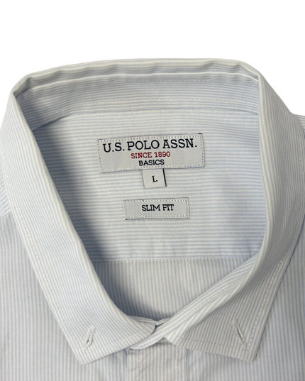 U.S. Polo Assn. Slim Fit Sky Blue Pinstripe Button-Down Shirt