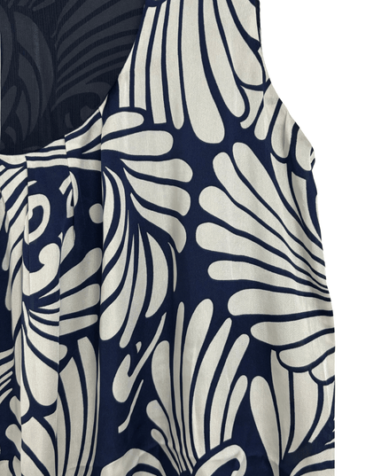 Zara Basic Navy & White Abstract Print Sleeveless Balloon Hem Dress