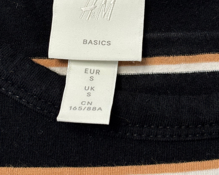 H&M Basics Black, Caramel & White Striped T-Shirt