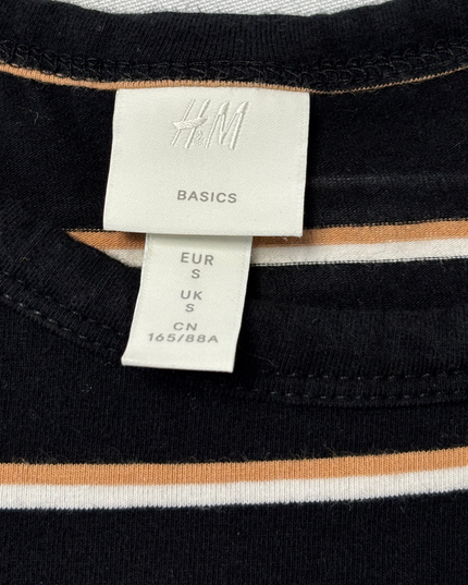 H&M Basics Black, Caramel & White Striped T-Shirt