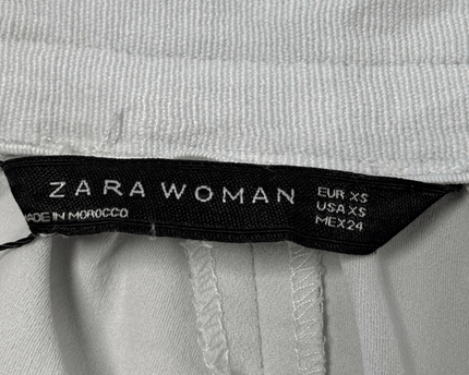 Zara Woman Side-Stripe White Wide-Leg Trousers