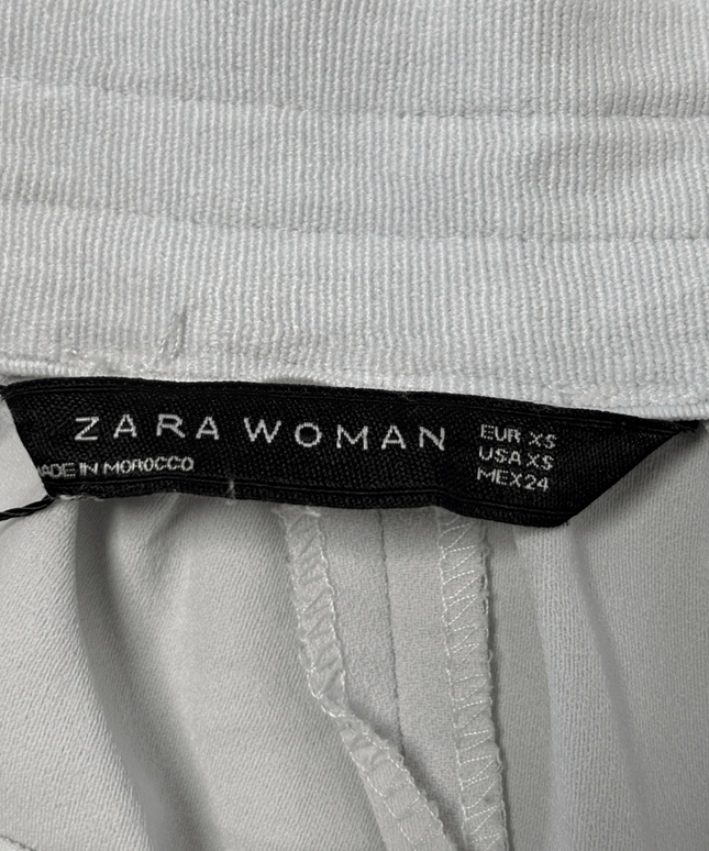 Zara Woman Side-Stripe White Wide-Leg Trousers