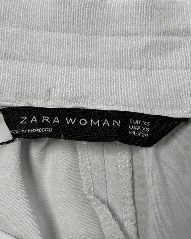 Zara Woman Side-Stripe White Wide-Leg Trousers