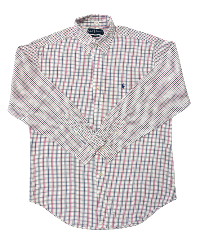 Ralph Lauren Pink & Navy Multi-Check Classic Fit Shirt - XL