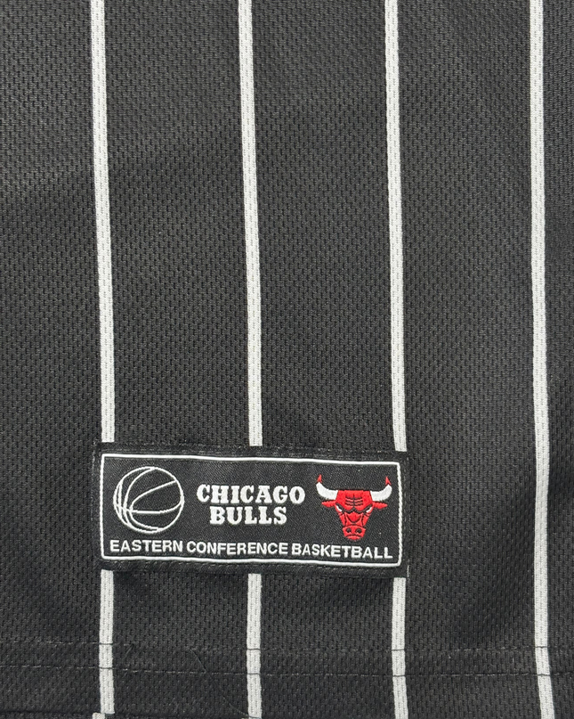 NBA Chicago Bulls Black Pinstripe Oversized Team Logo T-Shirt
