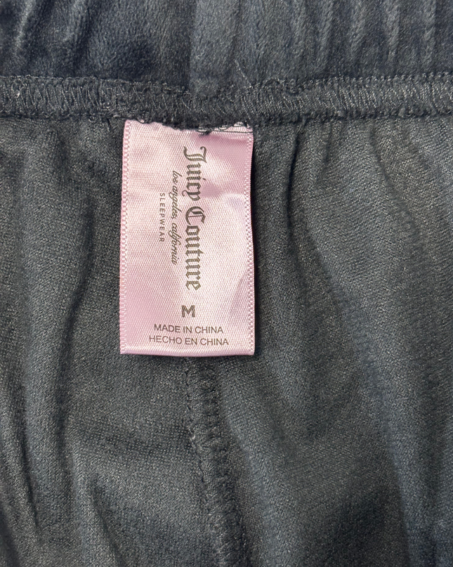 Juicy Couture Black Velour with Rhinestone Logo Pants - XS | Waist: 28"
