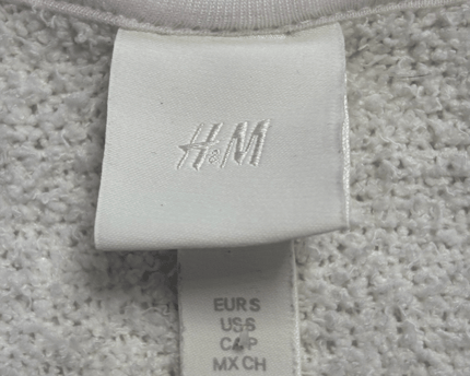 H&M White Textured Knit Wrap Front Long Sleeve Crop Top