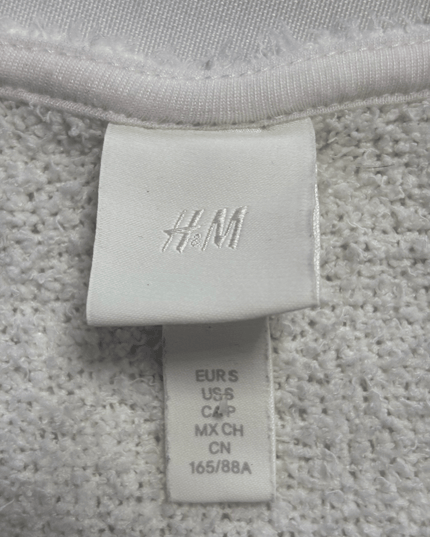 H&M White Textured Knit Wrap Front Long Sleeve Crop Top