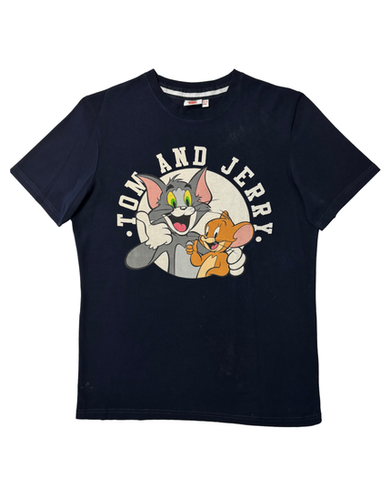 Tom & Jerry Classic Cartoon Navy Blue Graphic T-Shirt - M