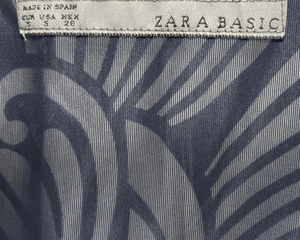 Zara Basic Navy & White Abstract Print Sleeveless Balloon Hem Dress