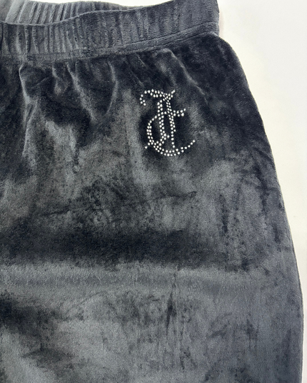 Juicy Couture Black Velour with Rhinestone Logo Pants - XS | Waist: 28"