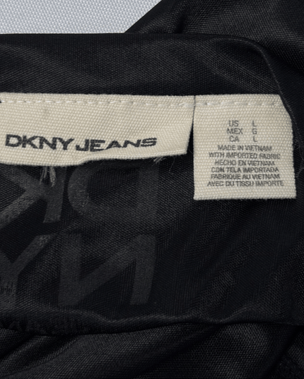 DKNY Jeans Black Satin Halter Backless Pleated Top
