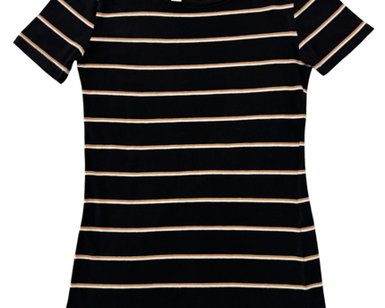 H&M Basics Black, Caramel & White Striped T-Shirt