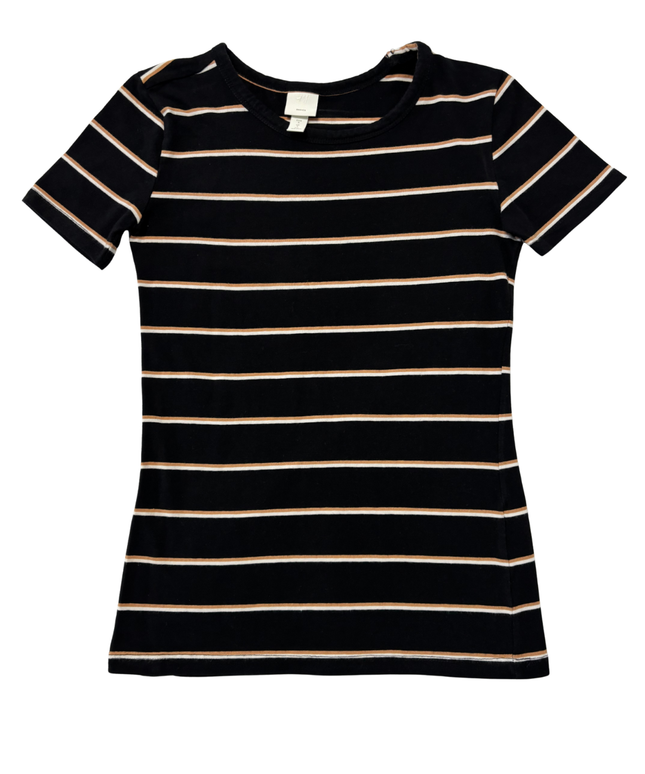 H&M Basics Black, Caramel & White Striped T-Shirt