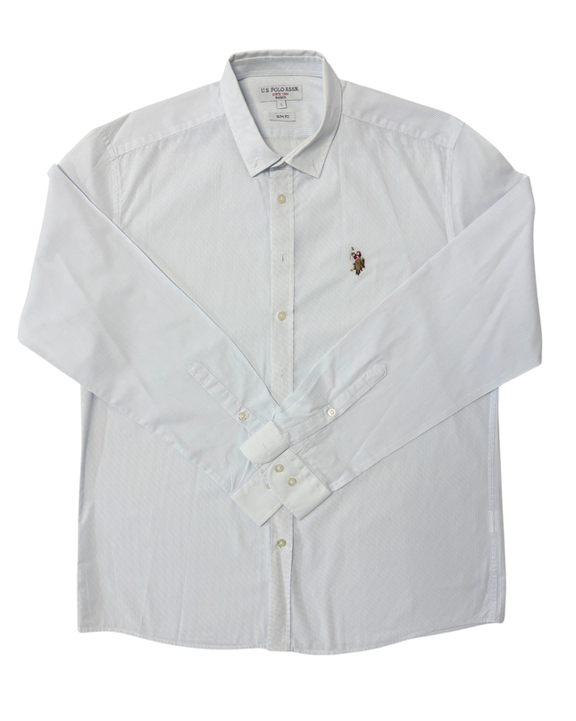 U.S. Polo Assn. Slim Fit Sky Blue Pinstripe Button-Down Shirt