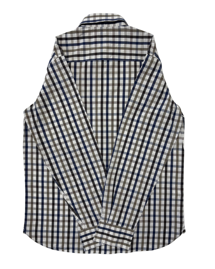 Blue Harbour by M&S Brown & Navy Check Button-Down Shirt - M