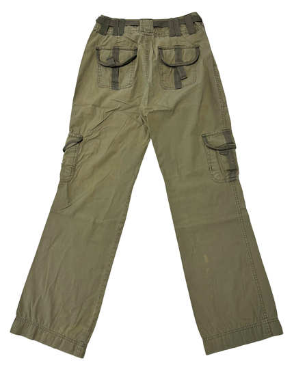 Banana Republic Y2K Olive Green Wide Leg Utility Strap Cargo Pants