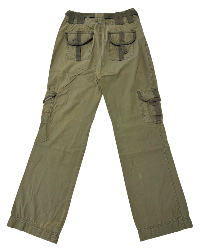 Banana Republic Y2K Olive Green Wide Leg Utility Strap Cargo Pants