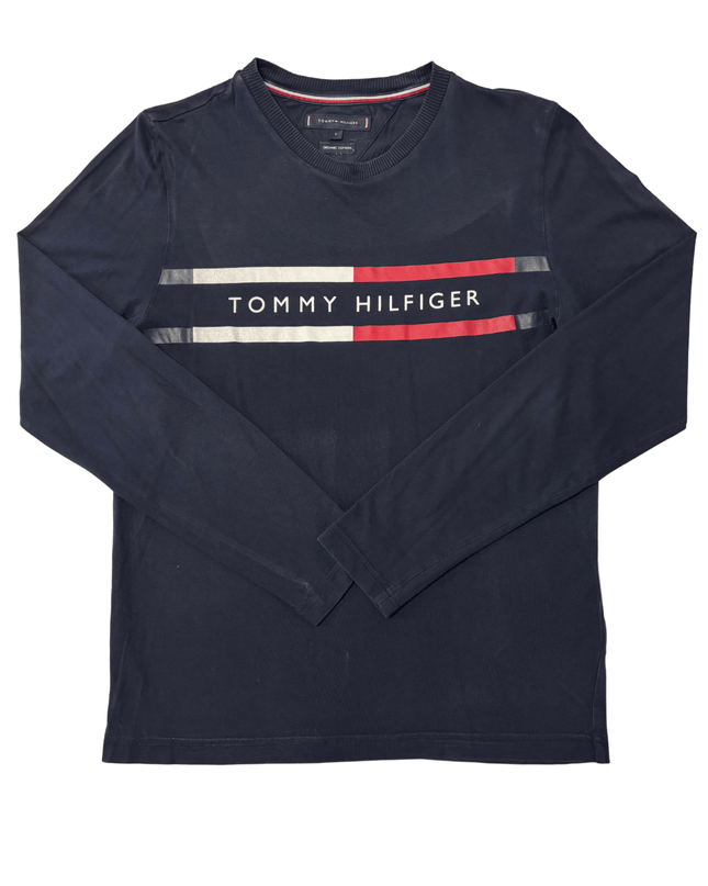 Tommy Hilfiger Navy Blue Logo Graphic Long Sleeve T-Shirt