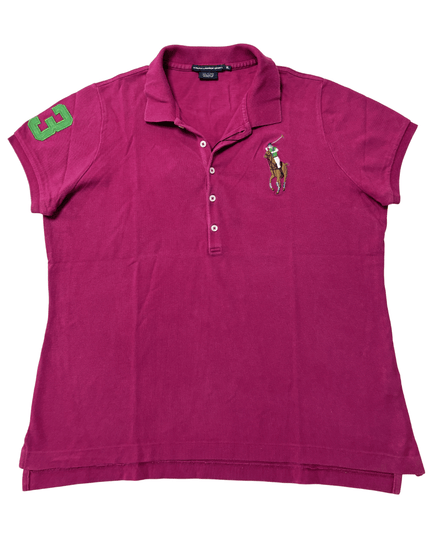 Ralph Lauren Sport #3 Sleeve Patch Magenta Polo Shirt