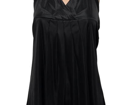 DKNY Jeans Black Satin Halter Backless Pleated Top