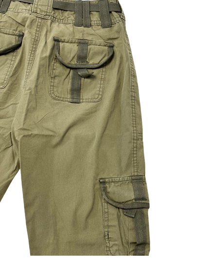 Banana Republic Y2K Olive Green Wide Leg Utility Strap Cargo Pants