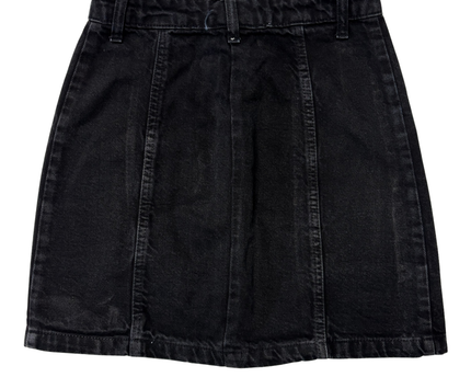 Black Button-Front Denim Mini Skirt - XS | Waist: 26"