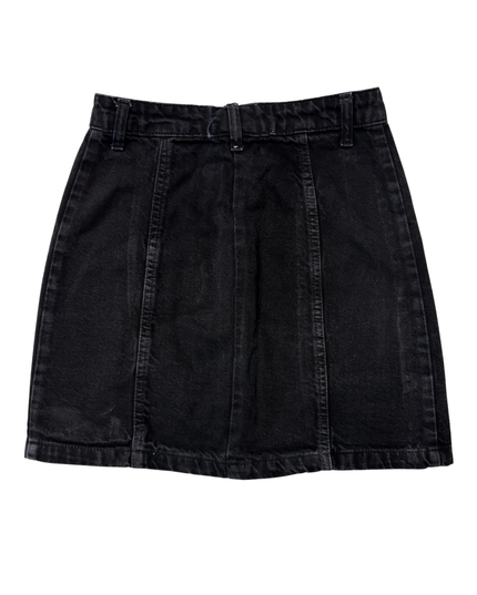 Black Button-Front Denim Mini Skirt - XS | Waist: 26"