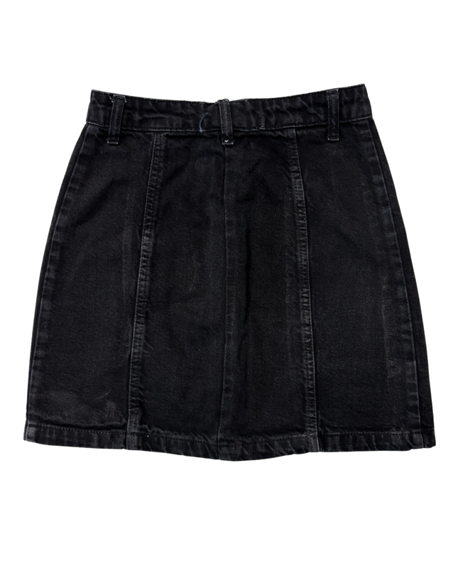 Black Button-Front Denim Mini Skirt - XS | Waist: 26"