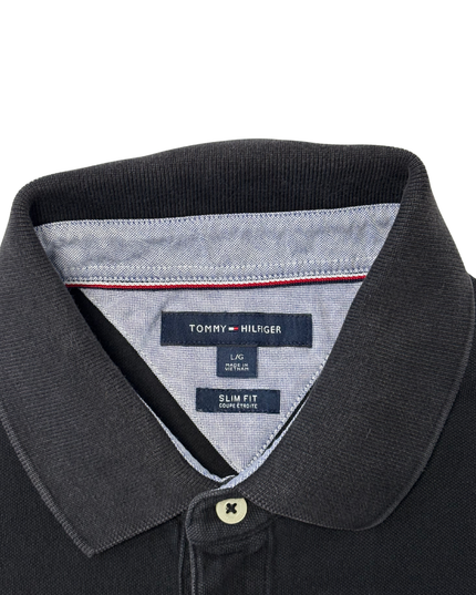 Tommy Hilfiger Classic Black Slim Fit Cotton Polo Shirt - M
