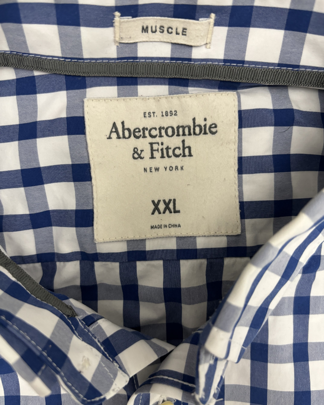 Abercrombie & Fitch Blue Gingham Muscle Fit Shirt - L
