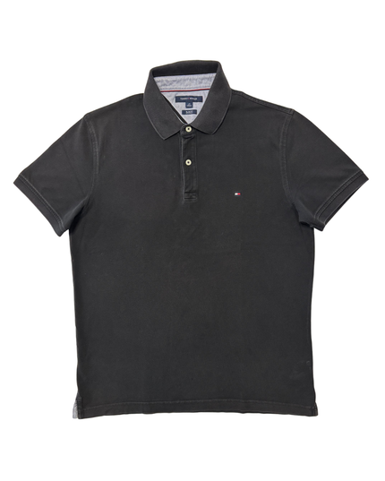 Tommy Hilfiger Classic Black Slim Fit Cotton Polo Shirt - M