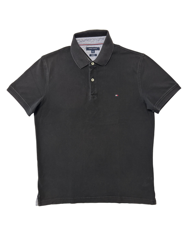 Tommy Hilfiger Classic Black Slim Fit Cotton Polo Shirt - M
