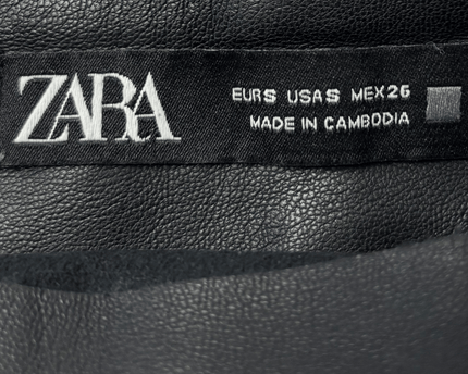 Zara Black Faux Leather Asymmetric Skort