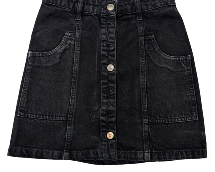 Black Button-Front Denim Mini Skirt - XS | Waist: 26"