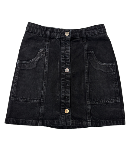 Black Button-Front Denim Mini Skirt - XS | Waist: 26"