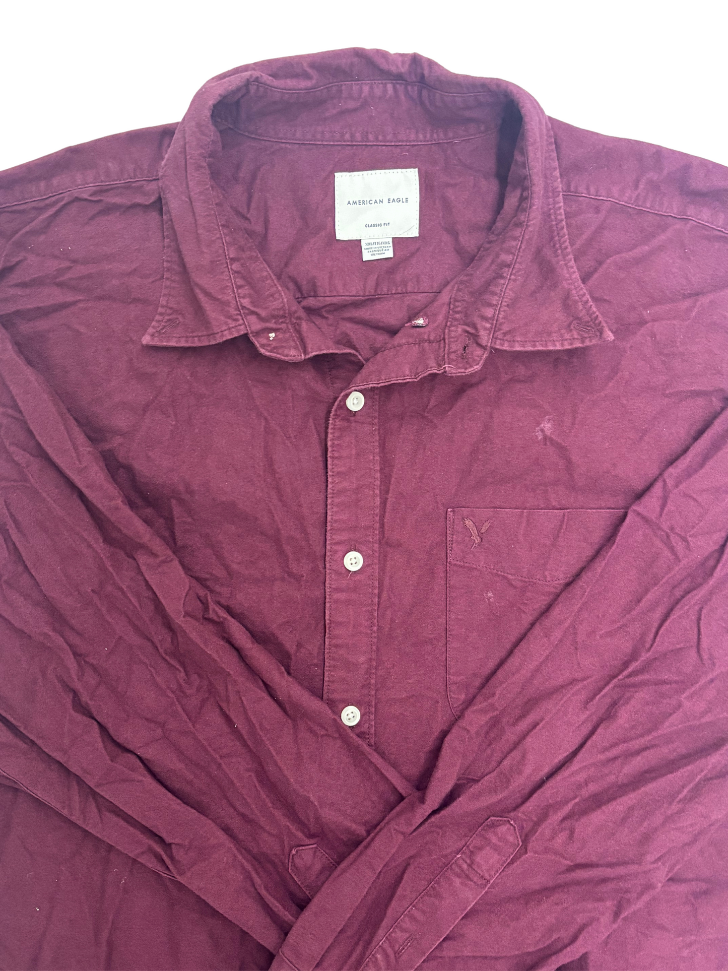 American Eagle Classic Fit Maroon Shirt - XXL
