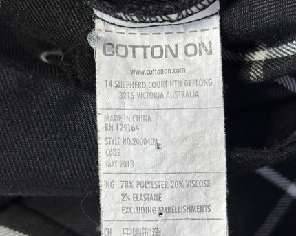 Cotton On Black/White Checkered Tapered Pants