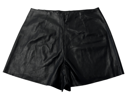 Zara Black Faux Leather Asymmetric Skort