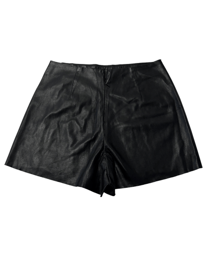 Zara Black Faux Leather Asymmetric Skort