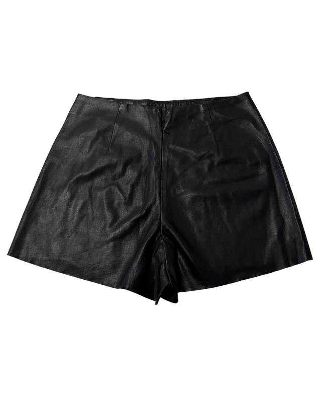 Zara Black Faux Leather Asymmetric Skort