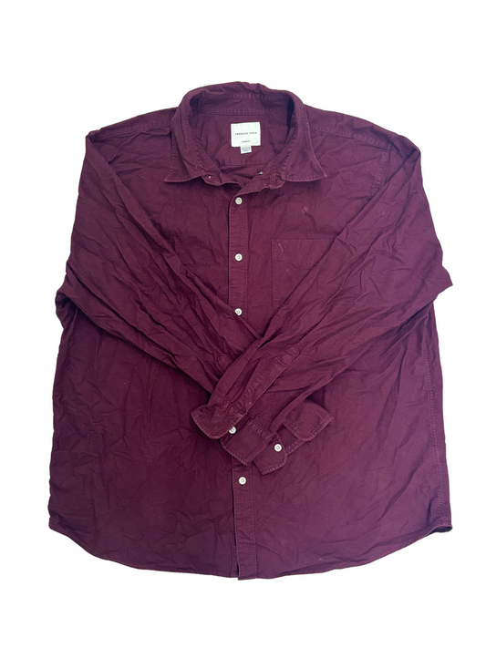 American Eagle Classic Fit Maroon Shirt - XXL